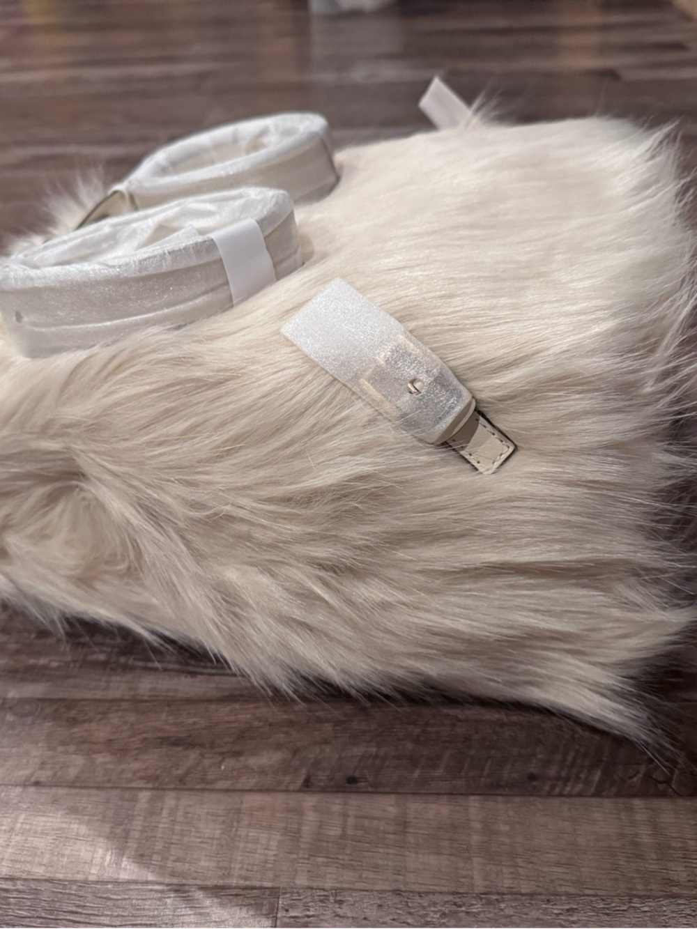 New With Tags MICHAEL KORS Quinn Medium Flap Faux Fur Backpack Natural AUTHENTIC - Picture 8 of 11